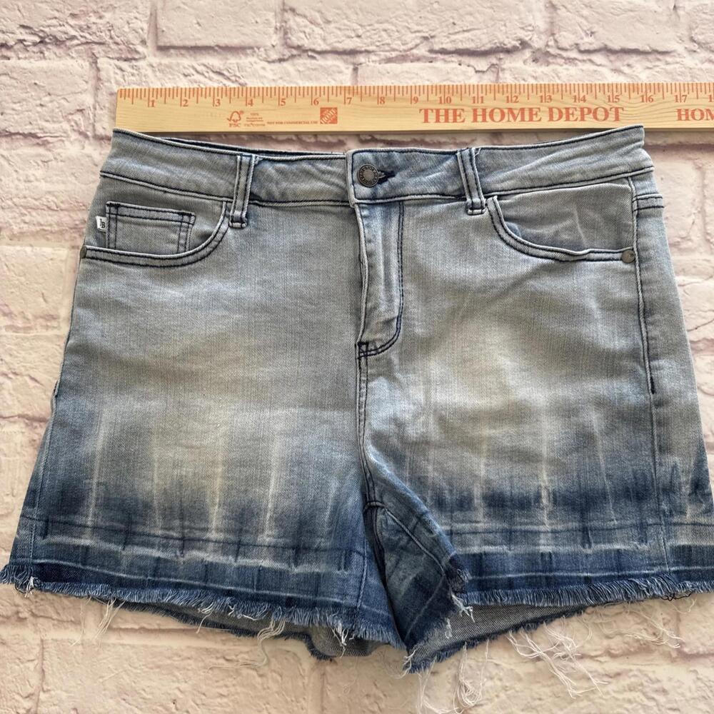 Judy Blue Dip Dye Ombre Denim Jean Boho Cowgirl Festival Frayed Cut Off Shorts L - Picture 2 of 7